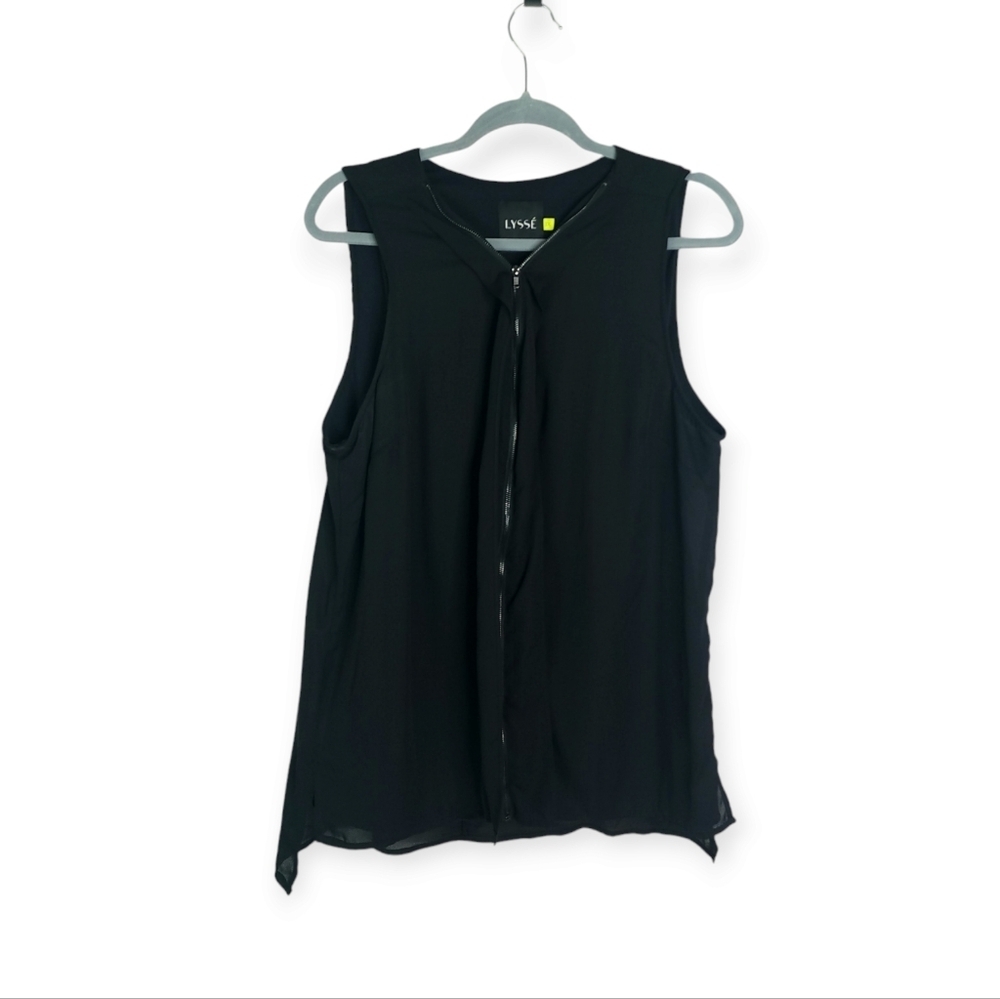 Lysse sleeveless zipper front overlayed top size 1X